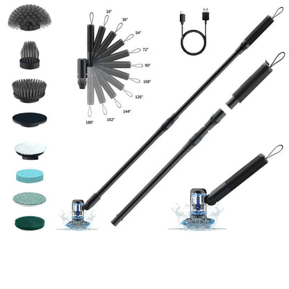Electric Spin Scrubber - 7 Brush Heads and 1 Extendable Handle