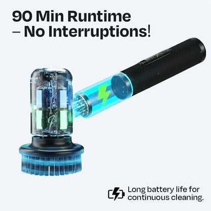 Electric Spin Scrubber - 7 Brush Heads and 1 Extendable Handle