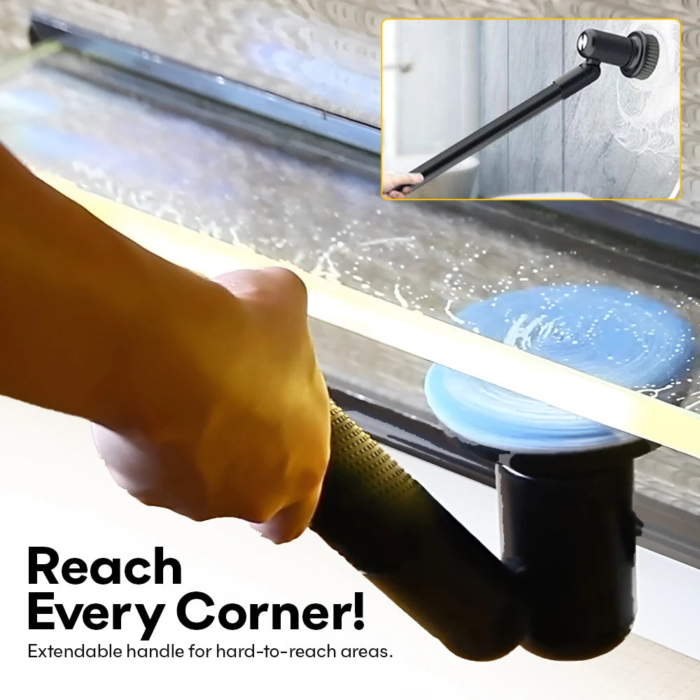 Electric Spin Scrubber - 7 Brush Heads and 1 Extendable Handle