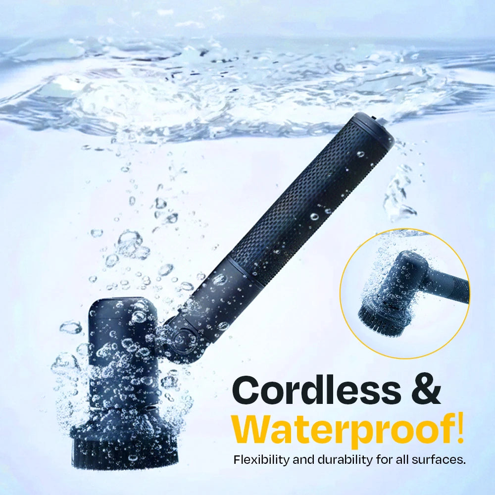 Electric Spin Scrubber - 7 Brush Heads and 1 Extendable Handle