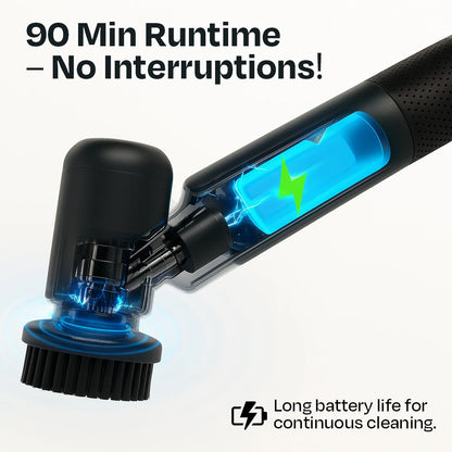 Electric Spin Scrubber - 7 Brush Heads and 1 Extendable Handle